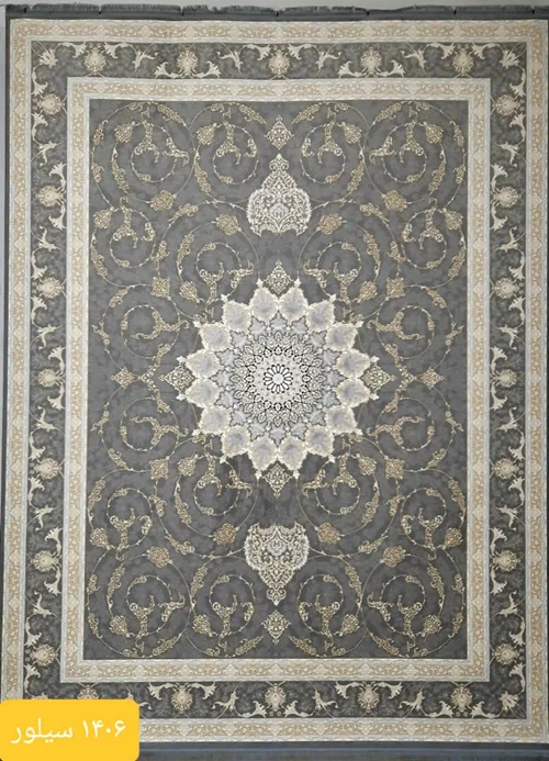 فرش ماشینی کاشان 1000شانه کد 1406زمینه سیلور