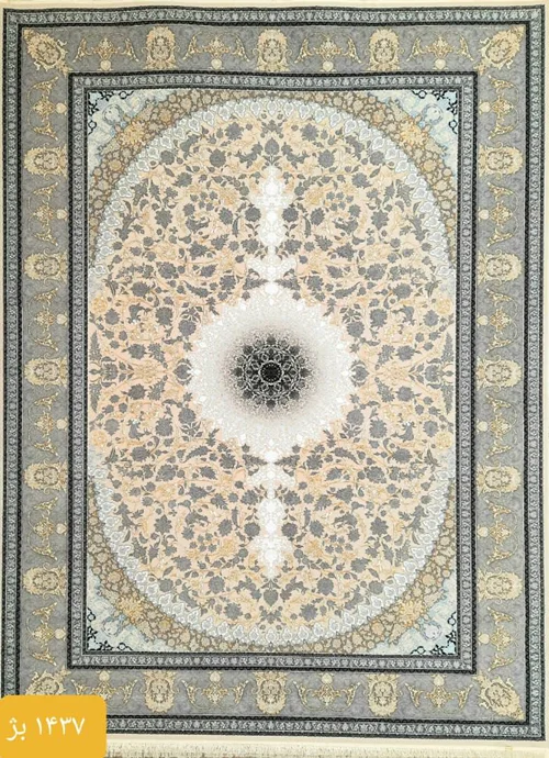 فرش ماشینی کاشان 1000شانه کد 1437زمینه بژ