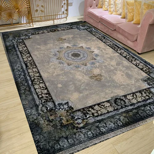 فرش ماشینی کاشان 700 شانه کد7014 زمینه بژ