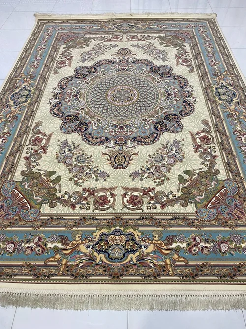 فرش 9متری 1200 شانه ماشینی کاشان  درجه یک صادراتی کد 1478برجسته