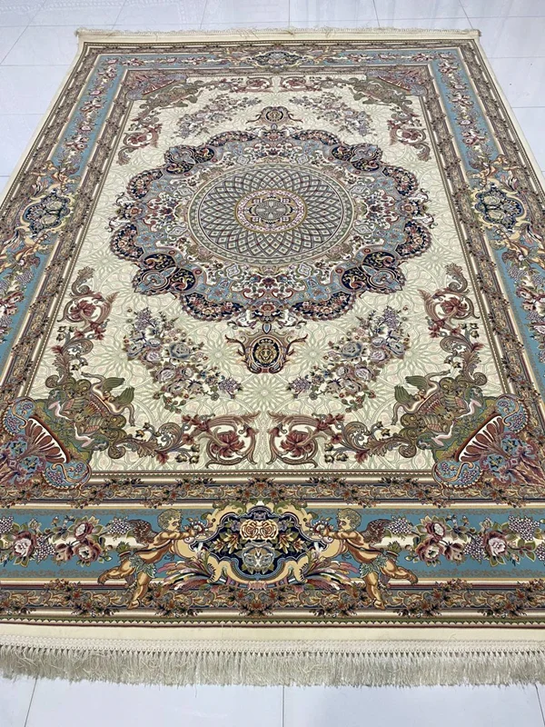 فرش 9متری 1200 شانه ماشینی کاشان  درجه یک صادراتی کد 1478برجسته