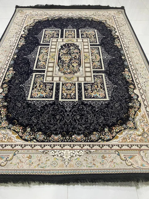 فرش 9متری  1200 شانه ماشینی کاشان  درجه یک صادراتی کد1413 برجسته