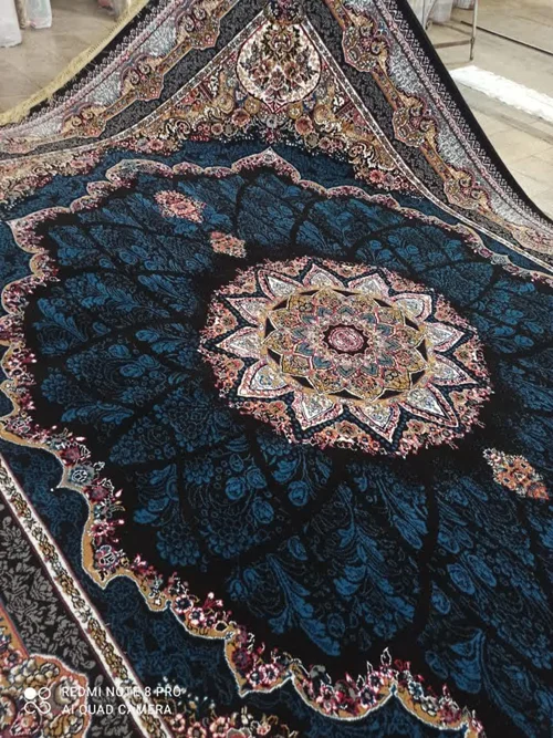 فرش ماشینی ارزان قیمت نقشه شیدا زمینه سرمه ای