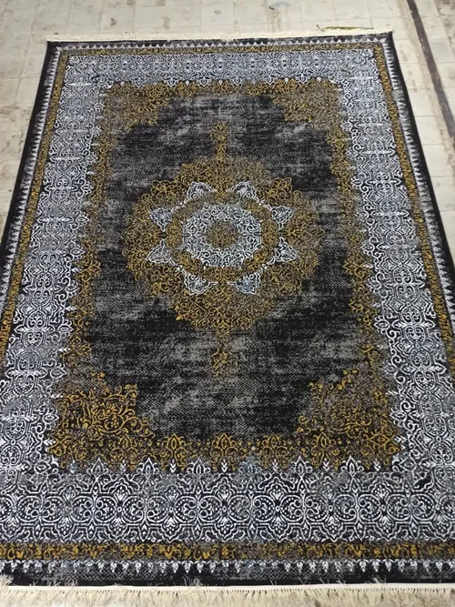 فرش ماشینی ارزان قیمت نقشه مهبد  زمینه سرمه ای