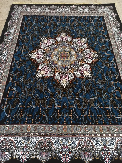 فرش ماشینی ارزان قیمت نقشه سمیرا زمینه سرمه ای