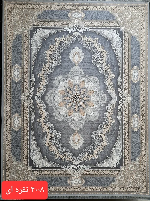 فرش ماشینی کاشان 1200شانه درجه یک  زمینه دودی کد 4008 وینتیج